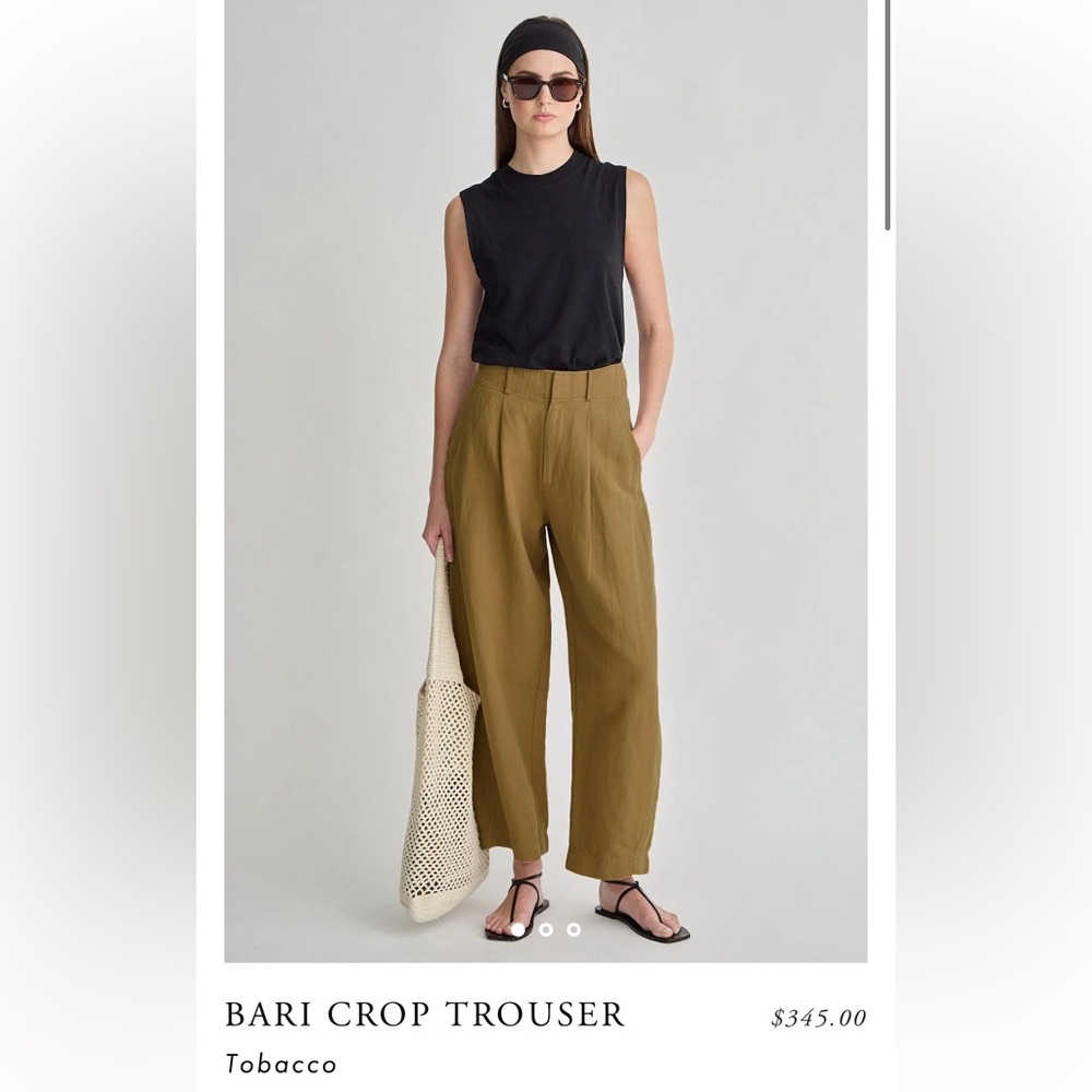 Apiece Apart Tobacco Bari Crop Trousers (Petite Length) Cotton Linen Blend